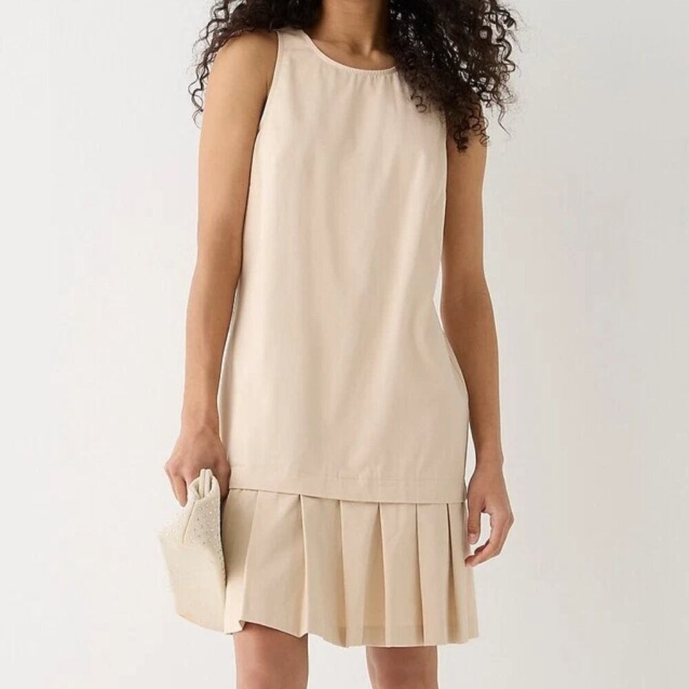 J. Crew Sleeveless Pleated-Hem Shift Dress NWT